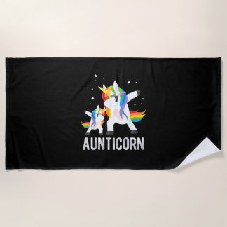 Dabbing Aunticorn, Funny Unicorn Lover Tee for Aun ビーチタオル
