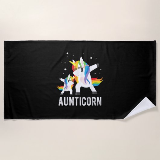 Dabbing Aunticorn, Funny Unicorn Lover Tee for Aun ビーチタオル (正面)