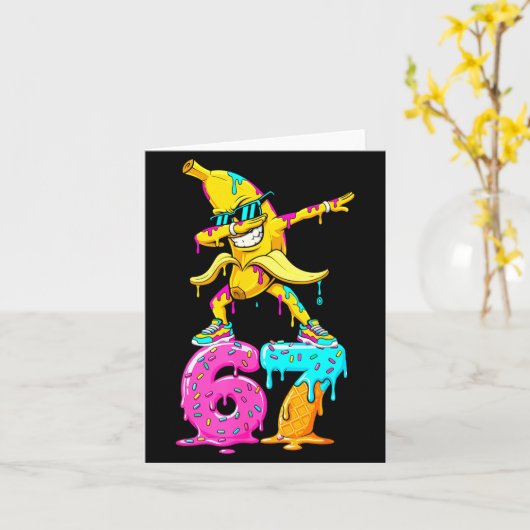 Dabbing Banana 67 Ice Cream Drip Funny Six Seven M カード (黄色い花)
