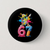 Dabbing Banana 67 Ice Cream Drip Funny Six Seven M 缶バッジ (正面)