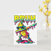 Dabbing Banana Bruh Ice Cream Drip Banana Youth Bo カード (黄色い花)