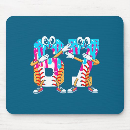 Dabbing Baseball Ice Cream Drip Number 67 Birthday マウスパッド (正面)