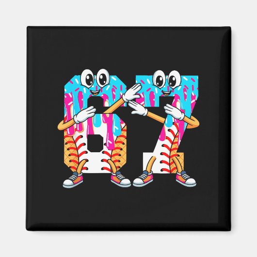 Dabbing Baseball Ice Cream Drip Number 67 Birthday マグネット (正面)