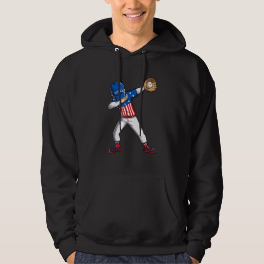 Dabbing Baseball Player 4th Of July USA American F パーカ (正面)