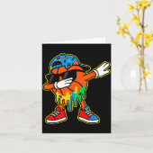 Dabbing Basketball Ice Cream Drip Boys Basketball  カード (黄色い花)