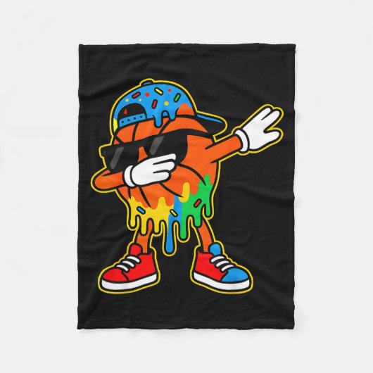Dabbing Basketball Ice Cream Drip Boys Basketball  フリースブランケット (正面)