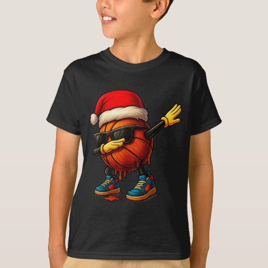 Dabbing Basketball Sungles Funny Christmas Tee Boy Tシャツ (正面)