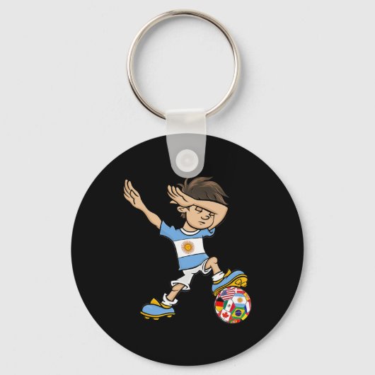 Dabbing Boy Argentina Soccer Jersey National Flag  キーホルダー (正面)