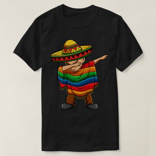 Dabbing Boy Mexican Poncho Cinco de Mayo Sombrero  Tシャツ (デザイン正面)