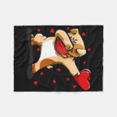 Dabbing Bulldog Face Mask Dab Dance Valentine Gift フリースブランケット (正面(横))