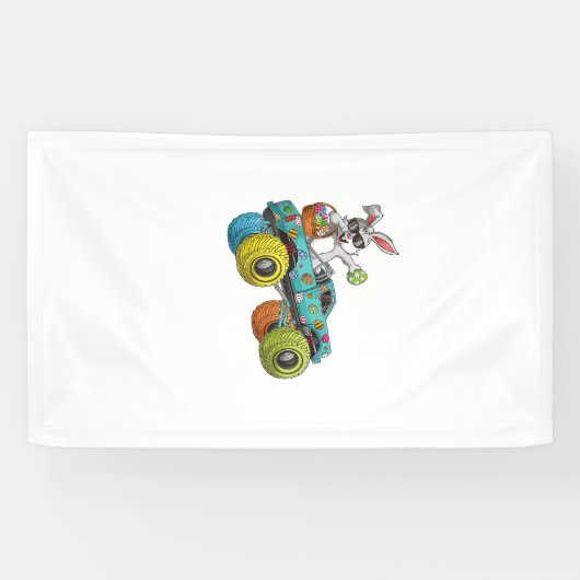 Dabbing Bunny Happy Easter Monster Truck Lovers Ki 横断幕 (横)