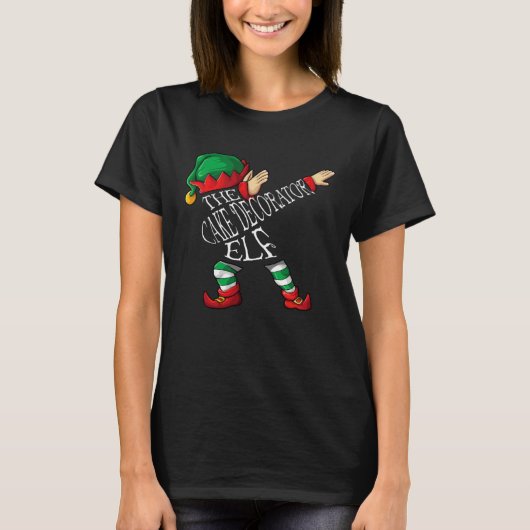 Dabbing Cake Decorator Elf Christmas Tシャツ (正面)