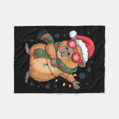 Dabbing Capybara Christmas Santa Hat Funny Holiday フリースブランケット (正面(横))