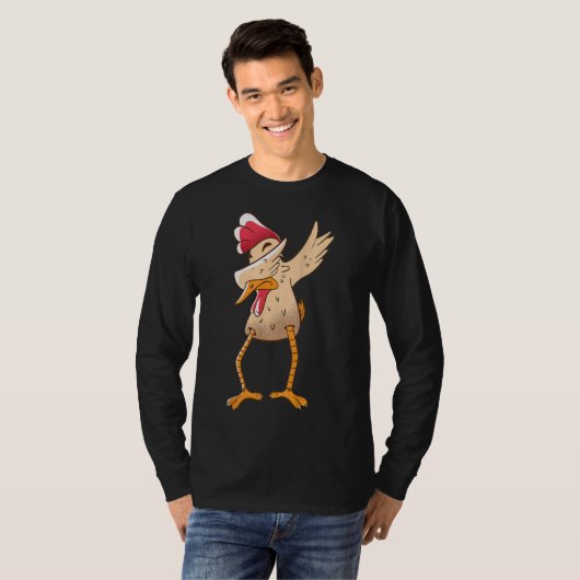Dabbing Chickens Dancing Chicken Animal Farmer Tシャツ (正面フル)