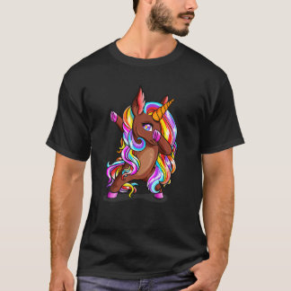 Dabbing Chocolate Skin Unicorn African American Wo Tシャツ