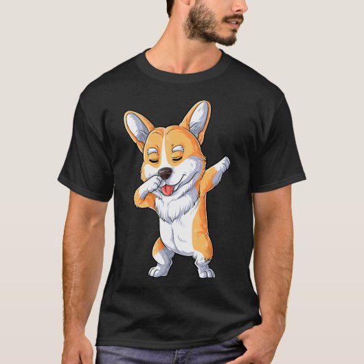 Dabbing Corgi Dog Dab Dance Tシャツ (正面)