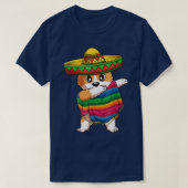 Dabbing Corgi Dog Mexican Poncho Sombrero Cinco de Tシャツ (デザイン正面)