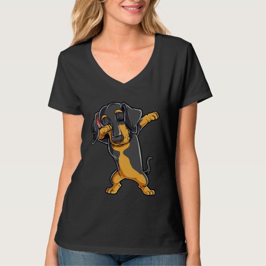 Dabbing Dachshund  Dog   Boys Kids Dab Dance Tシャツ (正面)