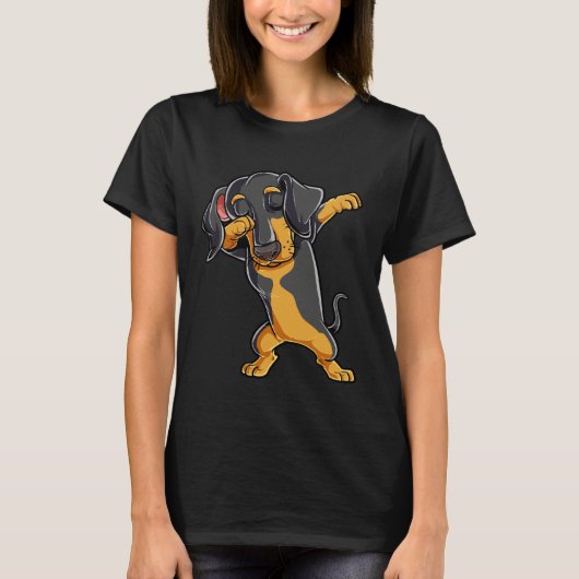Dabbing Dachshund  Dog   Boys Kids Dab Dance Tシャツ (正面)
