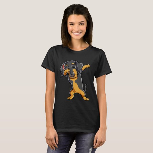 Dabbing Dachshund  Dog   Boys Kids Dab Dance Tシャツ (正面フル)