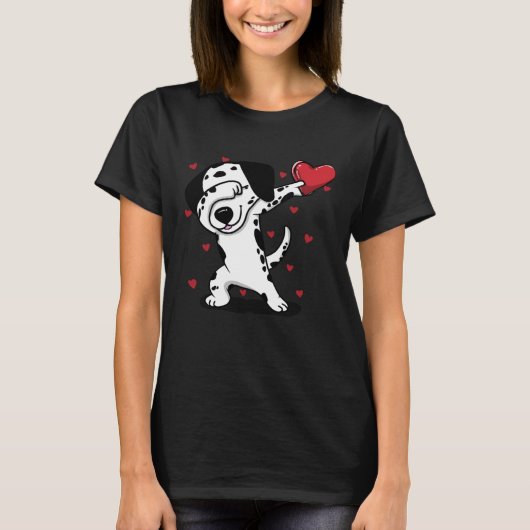 Dabbing Dalmatian Heart Valentine s Day  Boys Girl Tシャツ (正面)