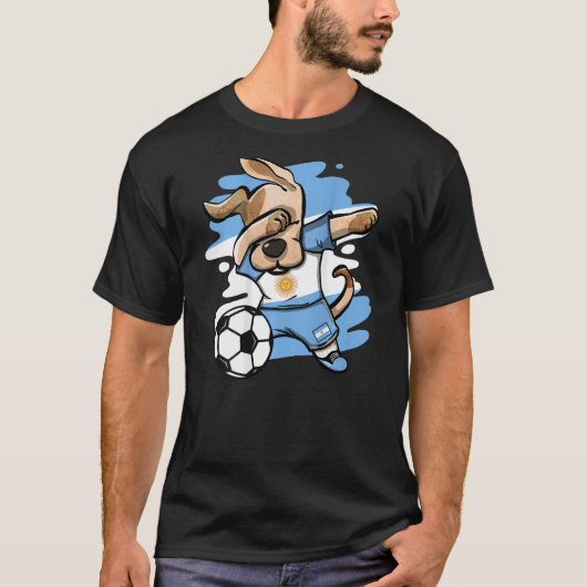 Dabbing Dog Argentina Soccer Fans Argentinian Flag Tシャツ (正面)