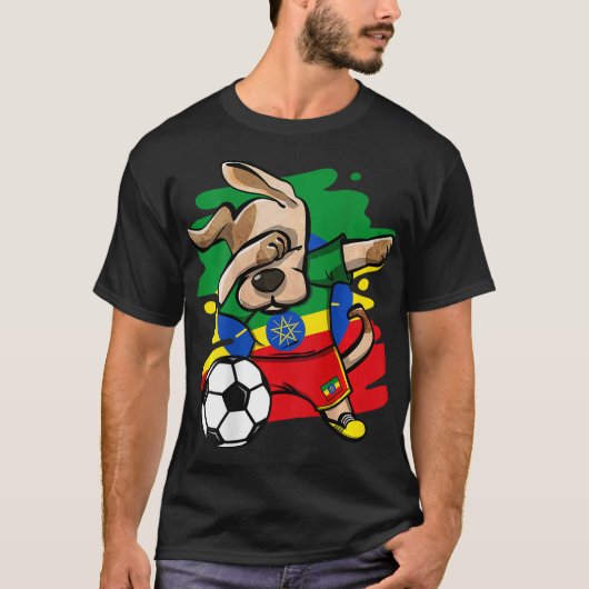 Dabbing Dog Ethiopia Soccer Fans Jersey Ethiopian  Tシャツ (正面)