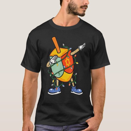 Dabbing Dreidel Hanukkah  Christmas Light Chanukah Tシャツ (正面)