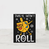 Dabbing Dreidel Ugly Hanukkah Funny Chanukah Men W カード (正面)