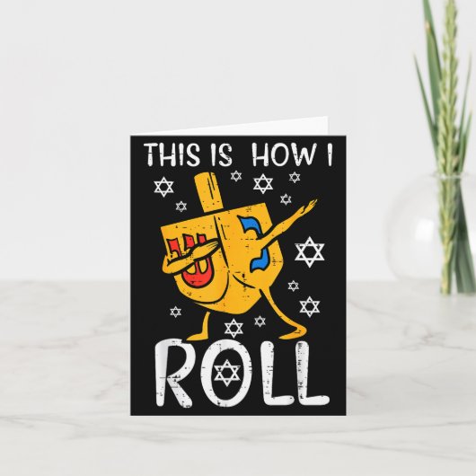 Dabbing Dreidel Ugly Hanukkah Funny Chanukah Men W カード (正面)