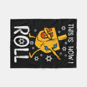 Dabbing Dreidel Ugly Hanukkah Funny Chanukah Men W フリースブランケット (正面(横))