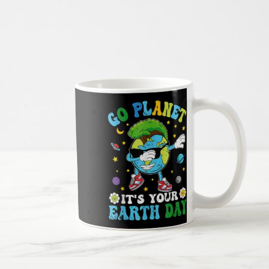 Dabbing Earth Day 2025 Groovy Go Planet Its Your E コーヒーマグカップ (右)