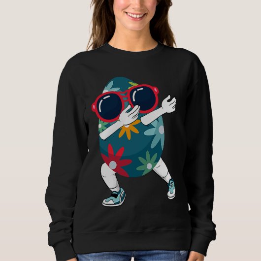 Dabbing Easter Egg Sunglasses Easter Sunday Day  K スウェットシャツ (正面)