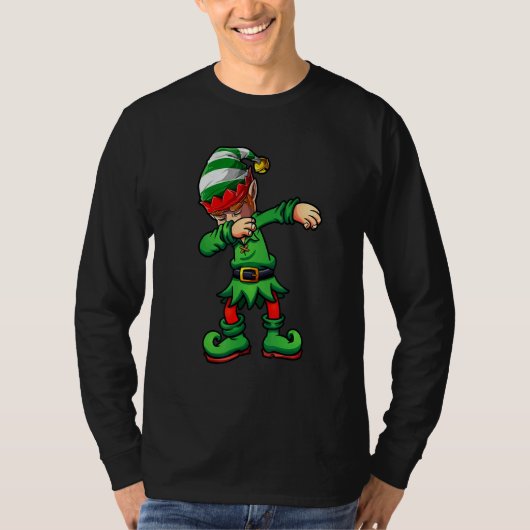 Dabbing Elf Costume Christmas Squad Men Boy Kids T Tシャツ (正面)