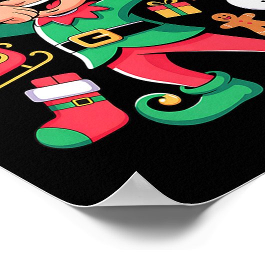 Dabbing Elf Santa Sleigh Snowman Funny Dabbing Chr ポスター (角)