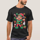 Dabbing Elf Santa Sleigh Snowman Funny Dabbing Chr Tシャツ (正面)