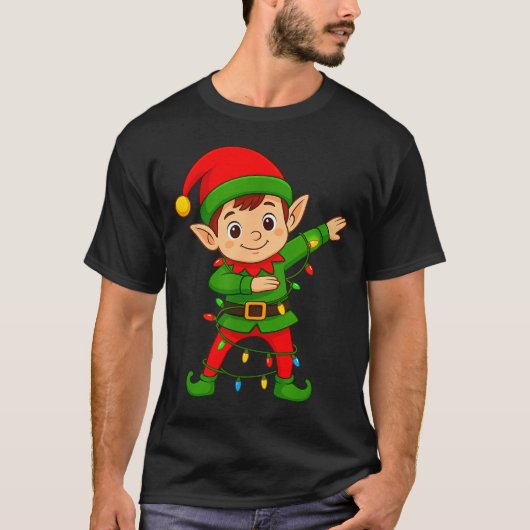 Dabbing Elf Shirt Costume Christmas Squad Men Boy  Tシャツ (正面)
