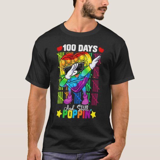 Dabbing Fidget Toy 100 Days Of School Still Poppin Tシャツ (正面)