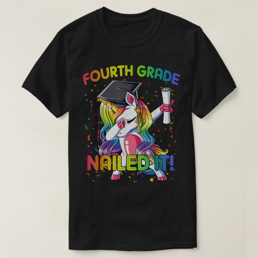 Dabbing Fourth Grade Unicorn Graduation Class 2022 Tシャツ (デザイン正面)