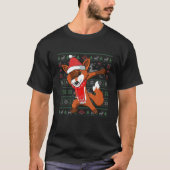 Dabbing Fox Ugly Christmas Sweater Funny Party Cos Tシャツ (正面)