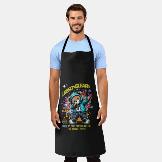 DABBING FUTURE LESSONS LEARN All-Over Print Apron エプロン (着用した状態)