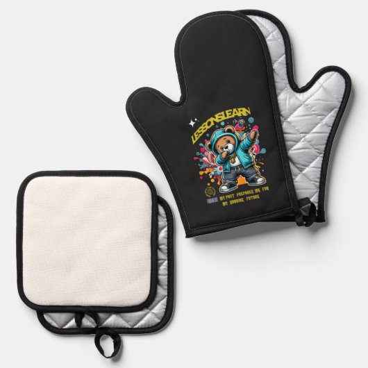 DABBING FUTURE LESSONS LEARN POT HOLDER  鍋つかみ&鍋敷きセット (正面/裏面)