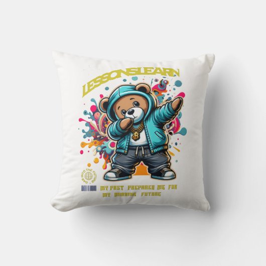 DABBING FUTURE LESSONS LEARN THROW PILLOW クッション (正面)