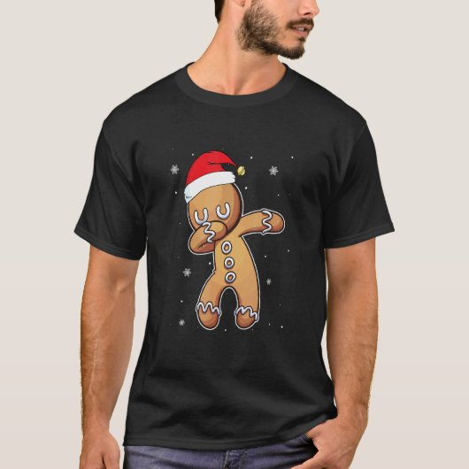 Dabbing Gingerbread  Christmas Pajama Santa Hat Ki Tシャツ (正面)