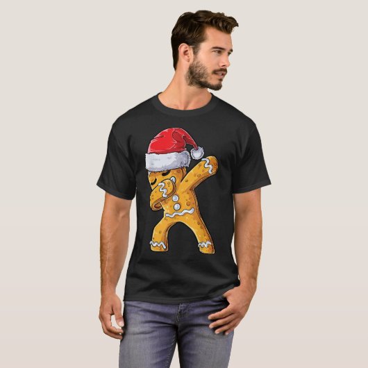 Dabbing Gingerbread Man Funny Christmas Design Tシャツ (正面フル)