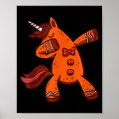 Dabbing Gingerbread Unicorn Cookie Christmas  ポスター (正面)