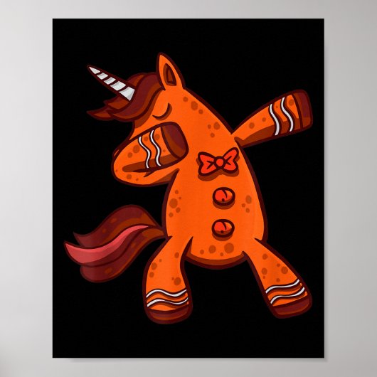 Dabbing Gingerbread Unicorn Cookie Christmas  ポスター (正面)