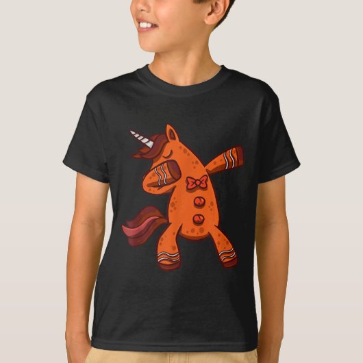 Dabbing Gingerbread Unicorn Cookie Christmas Tシャツ (正面)