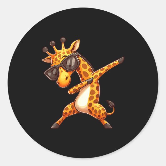 Dabbing Giraffe  ラウンドシール (正面)