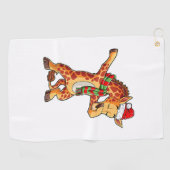 Dabbing Giraffe Santa Tシャツクリスマスキッズボーイズ ゴルフタオル (横)